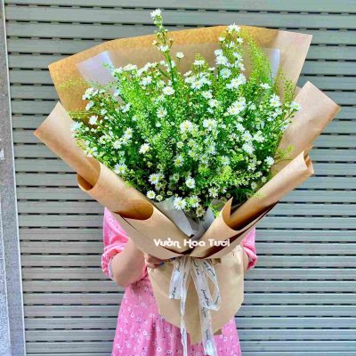 Bó Hoa Thạch Thảo Trắng Vintage