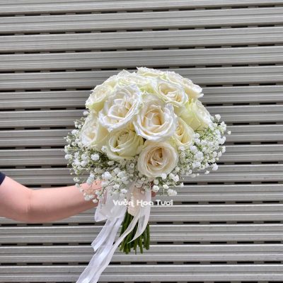 Bó Hoa Cưới Hồng Trắng 01